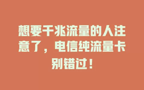 想要千兆流量的人注意了，电信纯流量卡别错过！