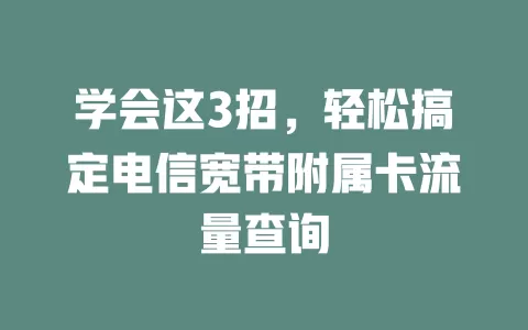学会这3招，轻松搞定电信宽带附属卡流量查询