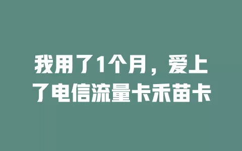 我用了1个月，爱上了电信流量卡禾苗卡