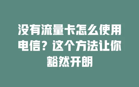 没有流量卡怎么使用电信？这个方法让你豁然开朗