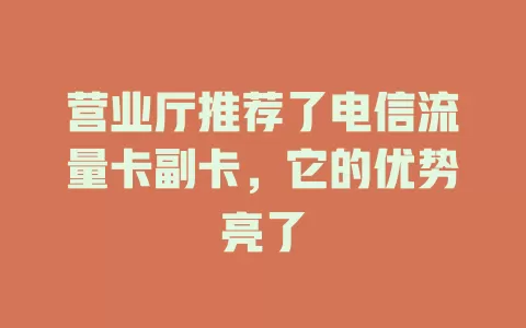 营业厅推荐了电信流量卡副卡，它的优势亮了