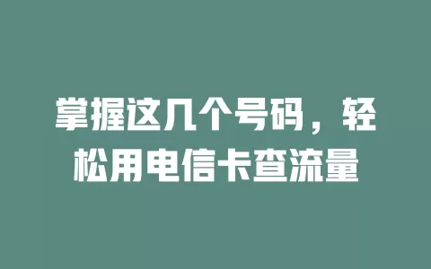 掌握这几个号码，轻松用电信卡查流量