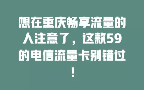 想在重庆畅享流量的人注意了，这款59的电信流量卡别错过！