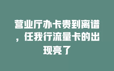 营业厅办卡贵到离谱，任我行流量卡的出现亮了