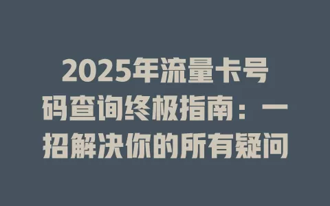 2025年流量卡号码查询终极指南：一招解决你的所有疑问