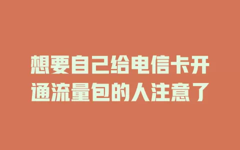想要自己给电信卡开通流量包的人注意了