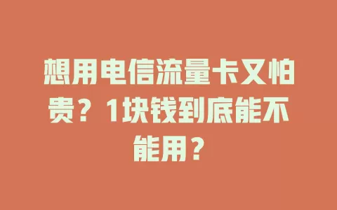 想用电信流量卡又怕贵？1块钱到底能不能用？