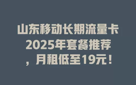 山东移动长期流量卡2025年套餐推荐，月租低至19元！