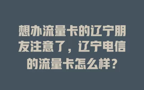 想办流量卡的辽宁朋友注意了，辽宁电信的流量卡怎么样？
