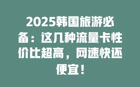 2025韩国旅游必备：这几种流量卡性价比超高，网速快还便宜！