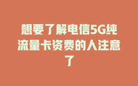 想要了解电信5G纯流量卡资费的人注意了