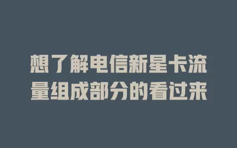 想了解电信新星卡流量组成部分的看过来