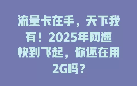 流量卡在手，天下我有！2025年网速快到飞起，你还在用2G吗？