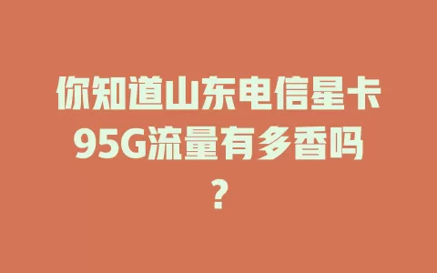 你知道山东电信星卡95G流量有多香吗？