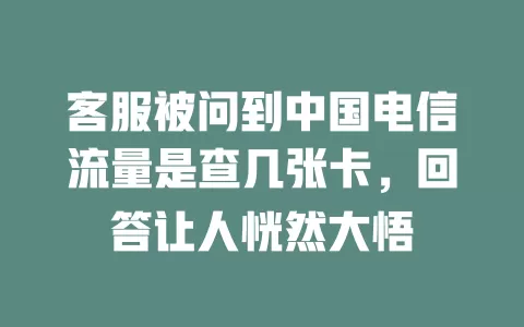 客服被问到中国电信流量是查几张卡，回答让人恍然大悟