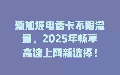新加坡电话卡不限流量，2025年畅享高速上网新选择！