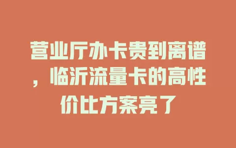 营业厅办卡贵到离谱，临沂流量卡的高性价比方案亮了
