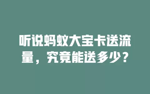 听说蚂蚁大宝卡送流量，究竟能送多少？