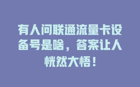 有人问联通流量卡设备号是啥，答案让人恍然大悟！