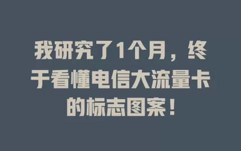 我研究了1个月，终于看懂电信大流量卡的标志图案！
