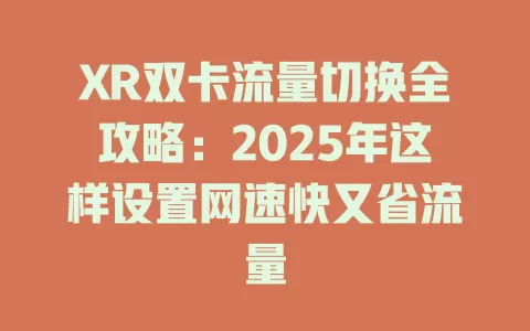 XR双卡流量切换全攻略：2025年这样设置网速快又省流量