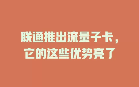 联通推出流量子卡，它的这些优势亮了