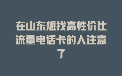 在山东想找高性价比流量电话卡的人注意了