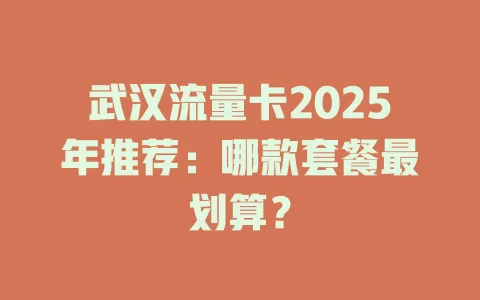 武汉流量卡2025年推荐：哪款套餐最划算？