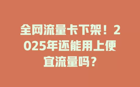 全网流量卡下架！2025年还能用上便宜流量吗？
