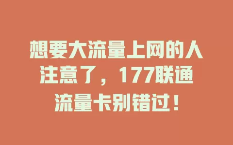 想要大流量上网的人注意了，177联通流量卡别错过！