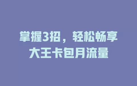 掌握3招，轻松畅享大王卡包月流量