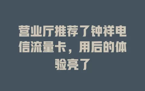 营业厅推荐了钟祥电信流量卡，用后的体验亮了
