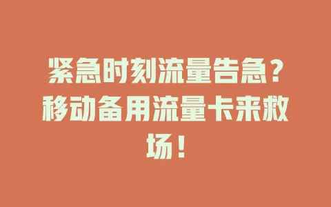 紧急时刻流量告急？移动备用流量卡来救场！