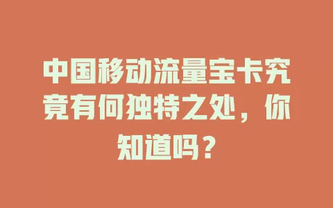 中国移动流量宝卡究竟有何独特之处，你知道吗？