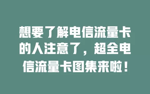 想要了解电信流量卡的人注意了，超全电信流量卡图集来啦！