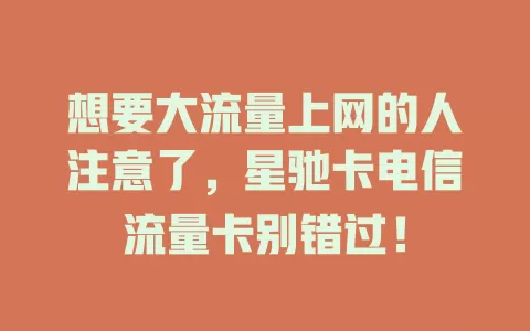 想要大流量上网的人注意了，星驰卡电信流量卡别错过！