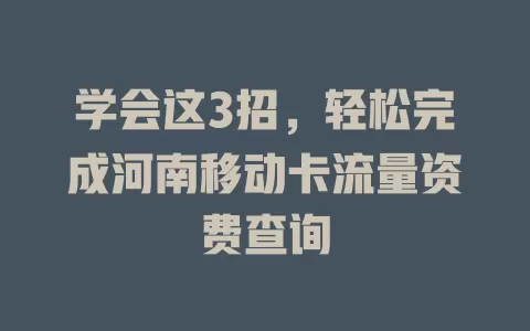学会这3招，轻松完成河南移动卡流量资费查询