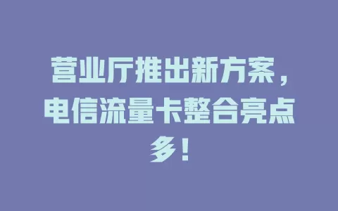 营业厅推出新方案，电信流量卡整合亮点多！