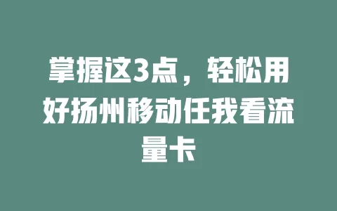 掌握这3点，轻松用好扬州移动任我看流量卡
