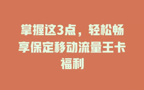 掌握这3点，轻松畅享保定移动流量王卡福利