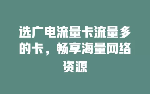选广电流量卡流量多的卡，畅享海量网络资源