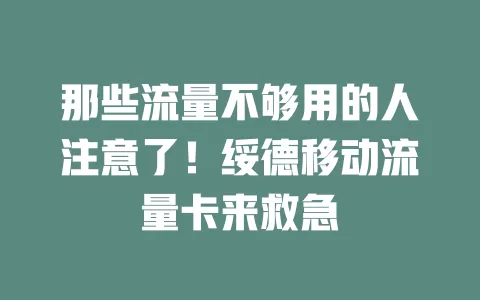 那些流量不够用的人注意了！绥德移动流量卡来救急