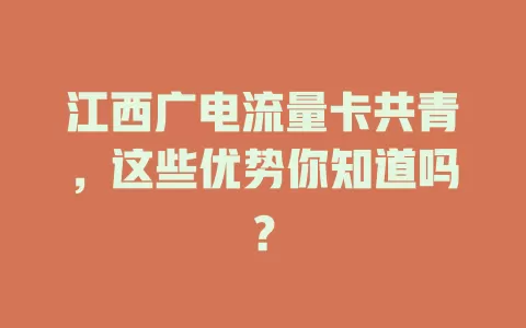 江西广电流量卡共青，这些优势你知道吗？