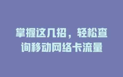 掌握这几招，轻松查询移动网络卡流量