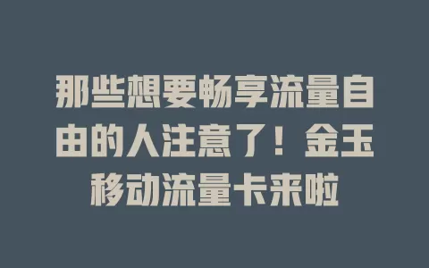 那些想要畅享流量自由的人注意了！金玉移动流量卡来啦