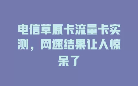 电信草原卡流量卡实测，网速结果让人惊呆了
