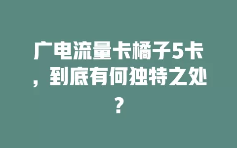 广电流量卡橘子5卡，到底有何独特之处？