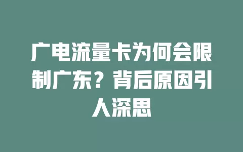 广电流量卡为何会限制广东？背后原因引人深思