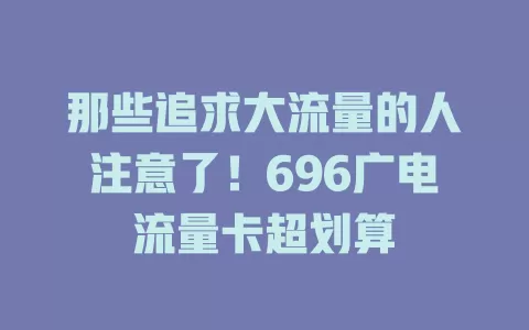 那些追求大流量的人注意了！696广电流量卡超划算