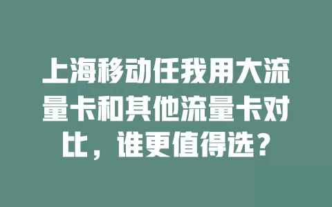 上海移动任我用大流量卡和其他流量卡对比，谁更值得选？